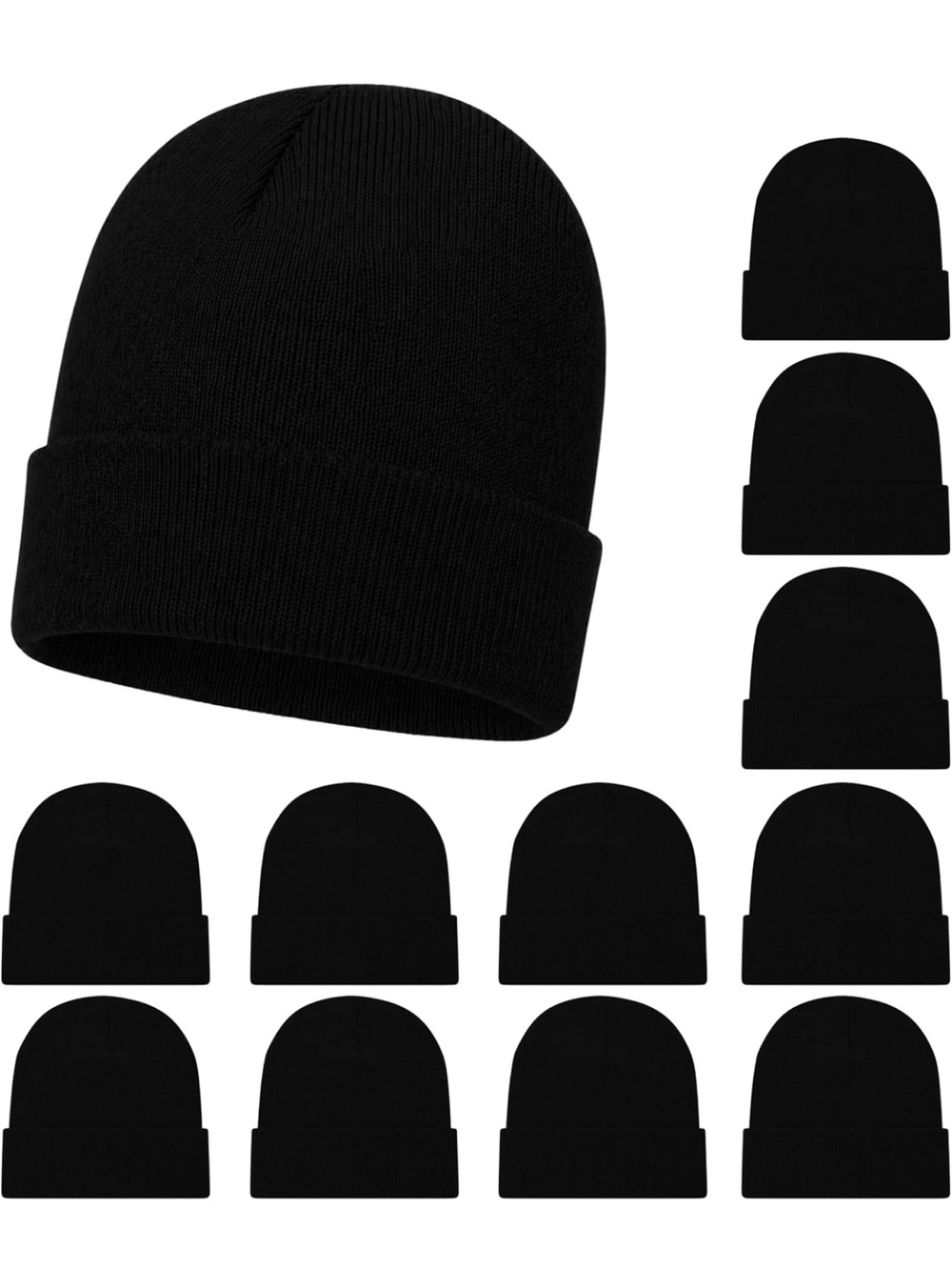 Pack of 12 bulk kids black Knit Beanies|winter hats